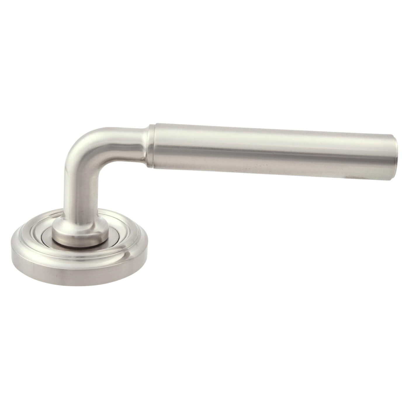 Satin Nickel Door Handles on Round Rose - Parisian Elise Range - view 3