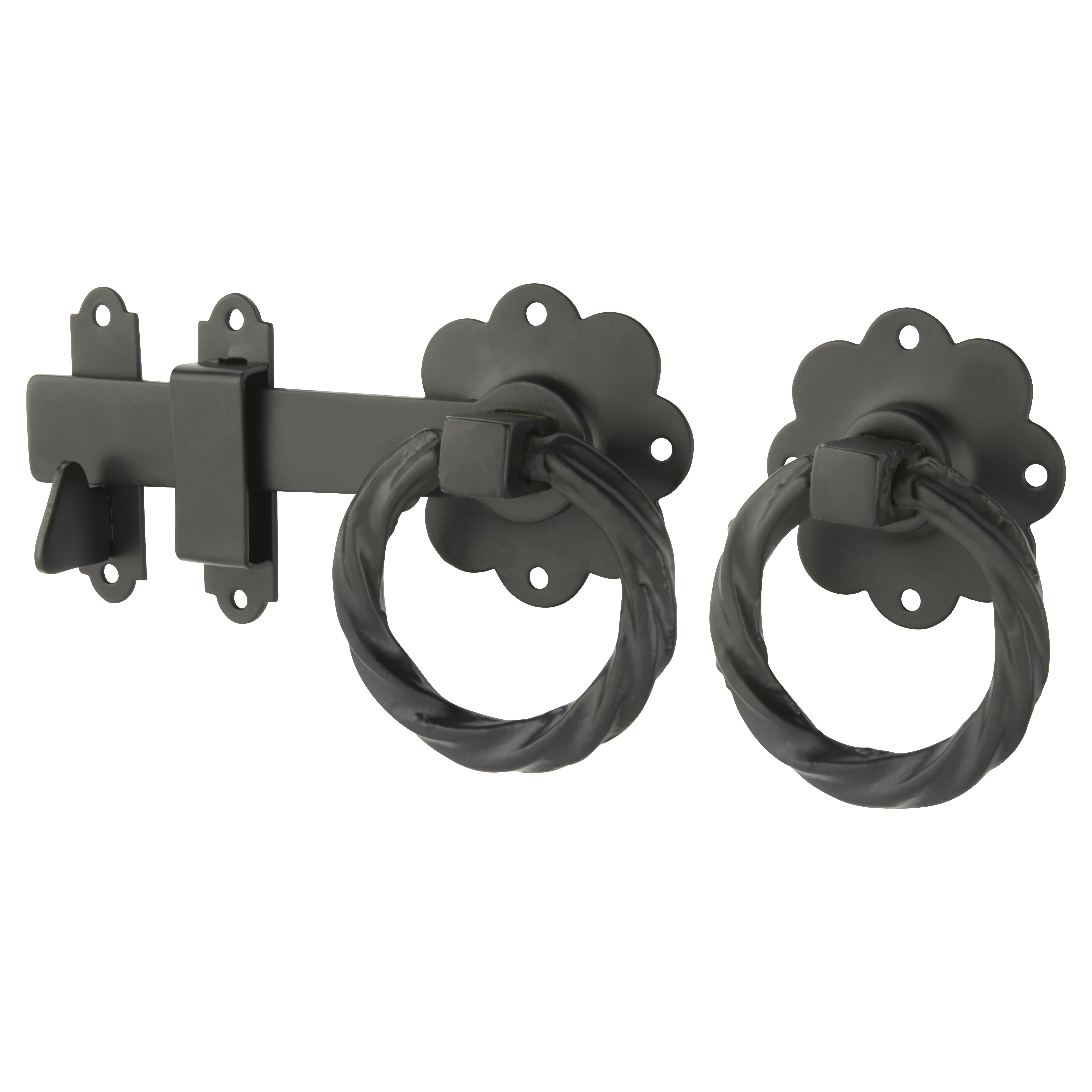 Medium Duty Twisted Ring Gate Latch - 152mm Throw - Black Powder Coated - view 2