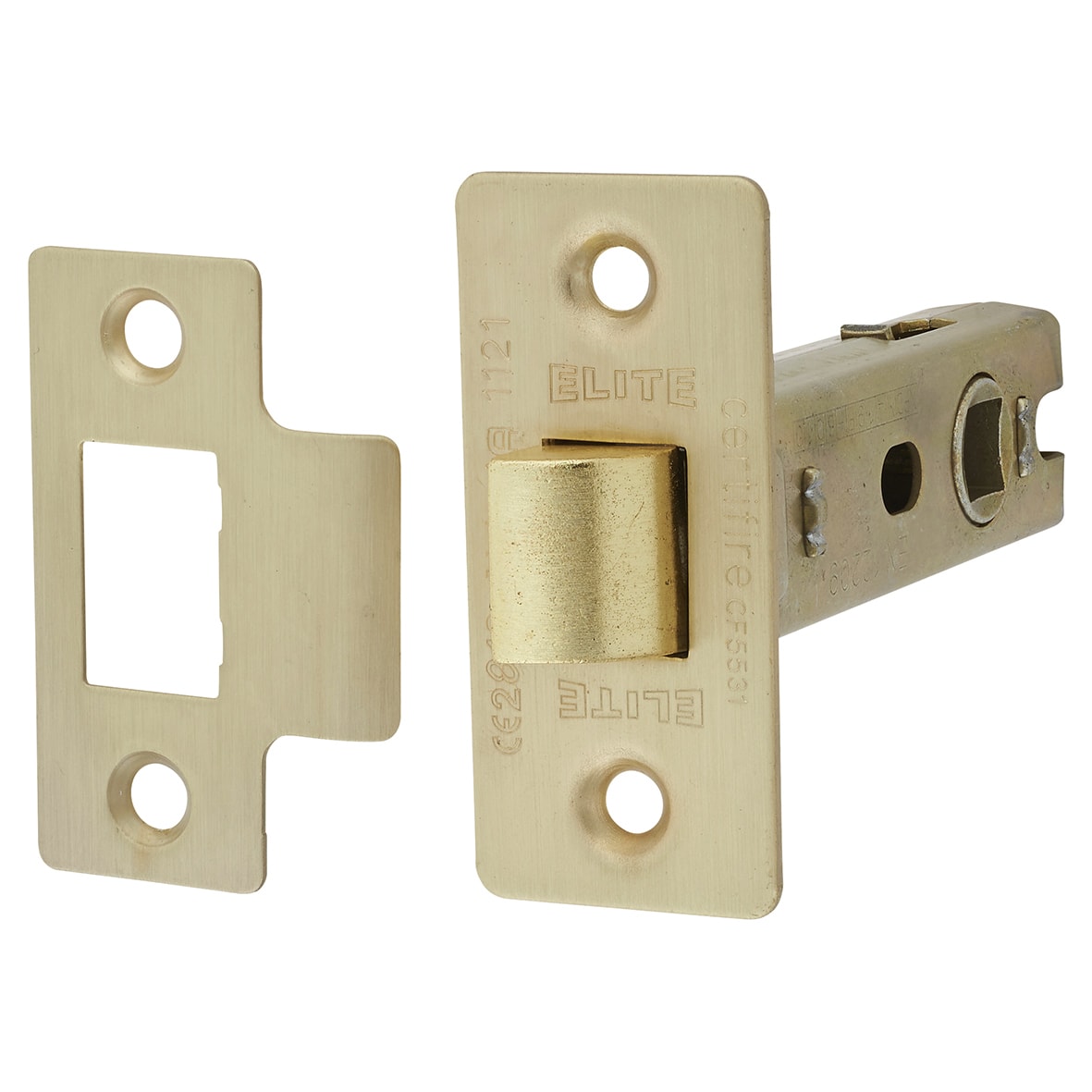 Satin Brass Knurled Bathroom Deadbolt Lock Door Handles on Rose Pack - Esme Range - view 3