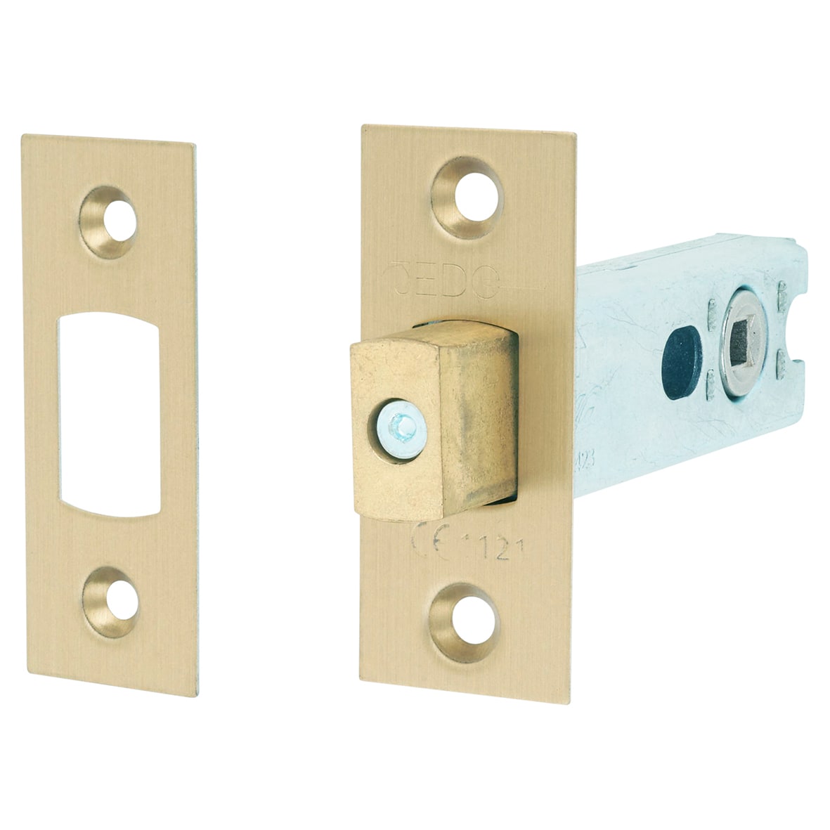 Satin Brass Knurled Bathroom Deadbolt Lock Door Handles on Rose Pack - Esme Range - view 5