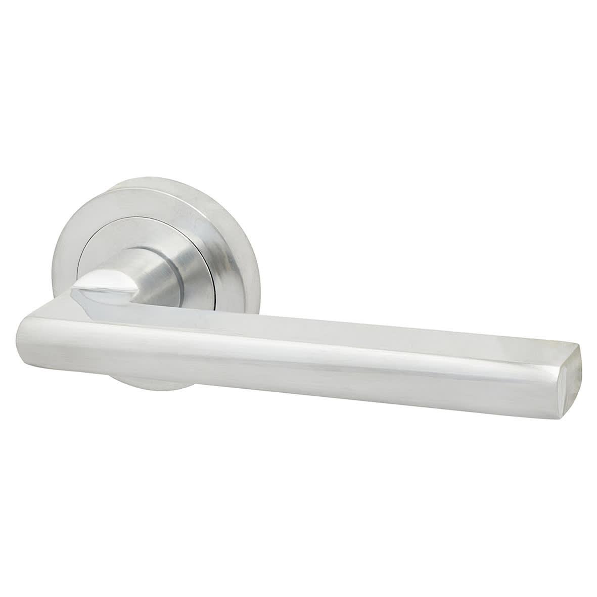 Satin Chrome Euro Lock Door Handles on Rose Pack - Sophia Range - view 2