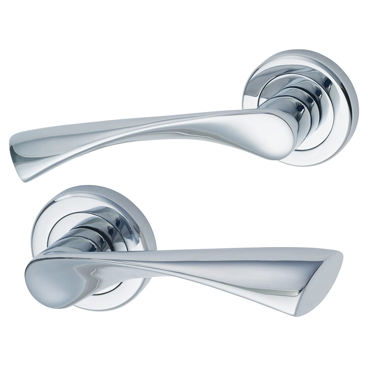 Polished Chrome Bathroom Lock Door Handle on Rose Pack - Knightsbridge Range - view 2