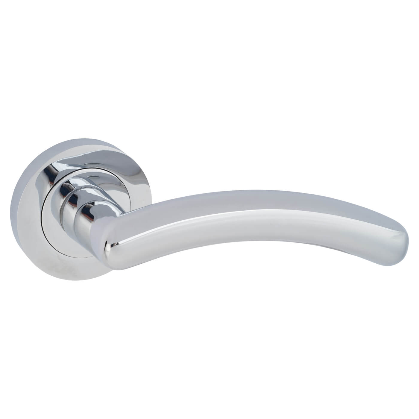 Polished Chrome Door Handles on Round Rose - Carina Range - view 4