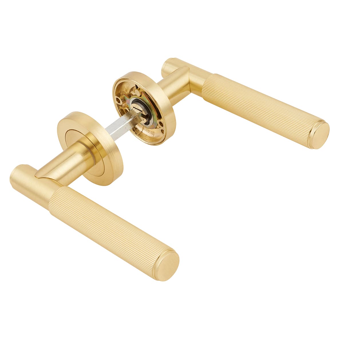 Satin Brass Lines 3 Lever Sashlock Door Handles Pack - Nova Range - view 5