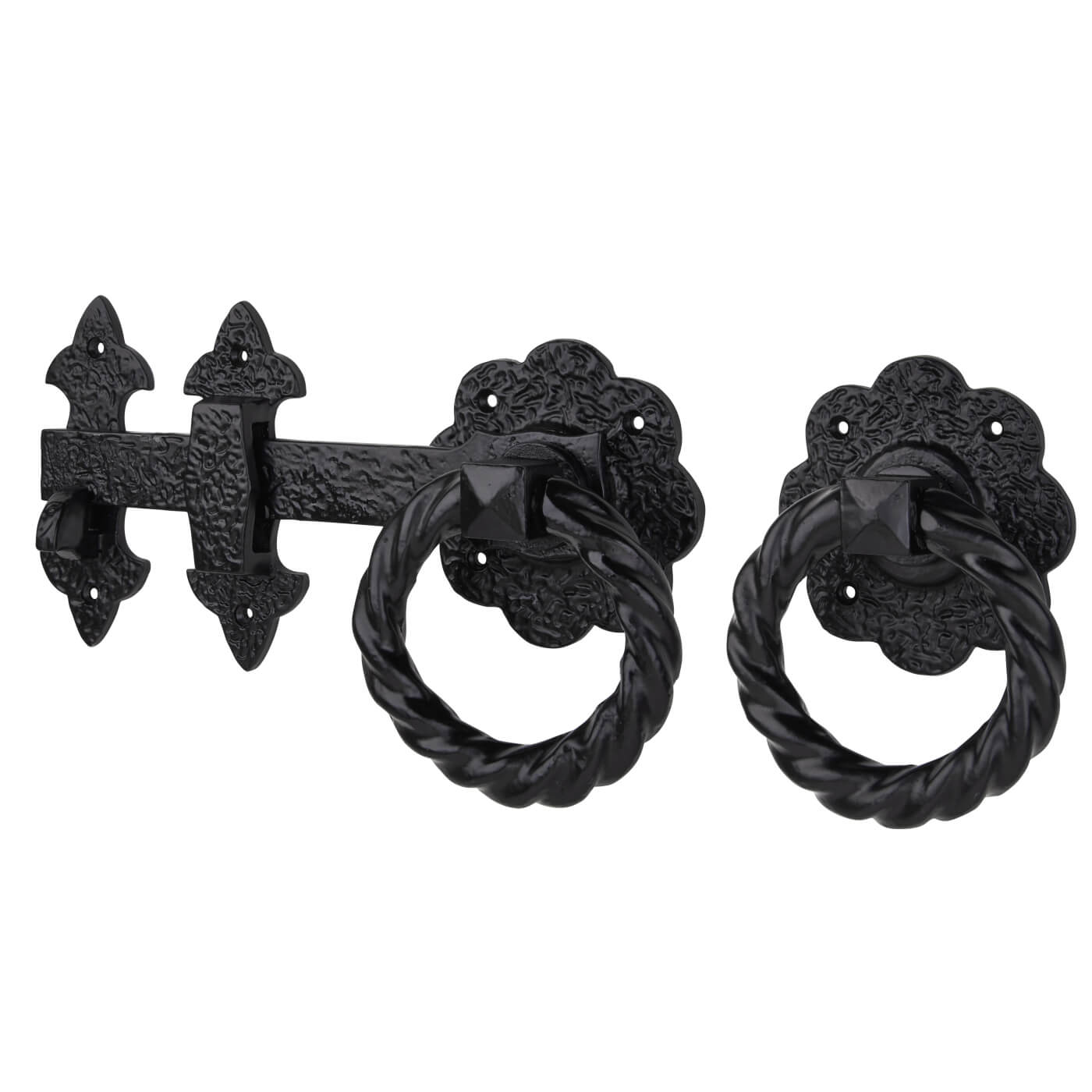 Heavy Duty Twisted Ring Gate Latch - 230 x 98mm - Black Powder Coated - view 2