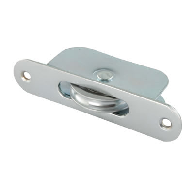 Radius Ball Bearing Sash Window Pulley - 44mm Curved Metal Wheel - Satin Chrome - view 2