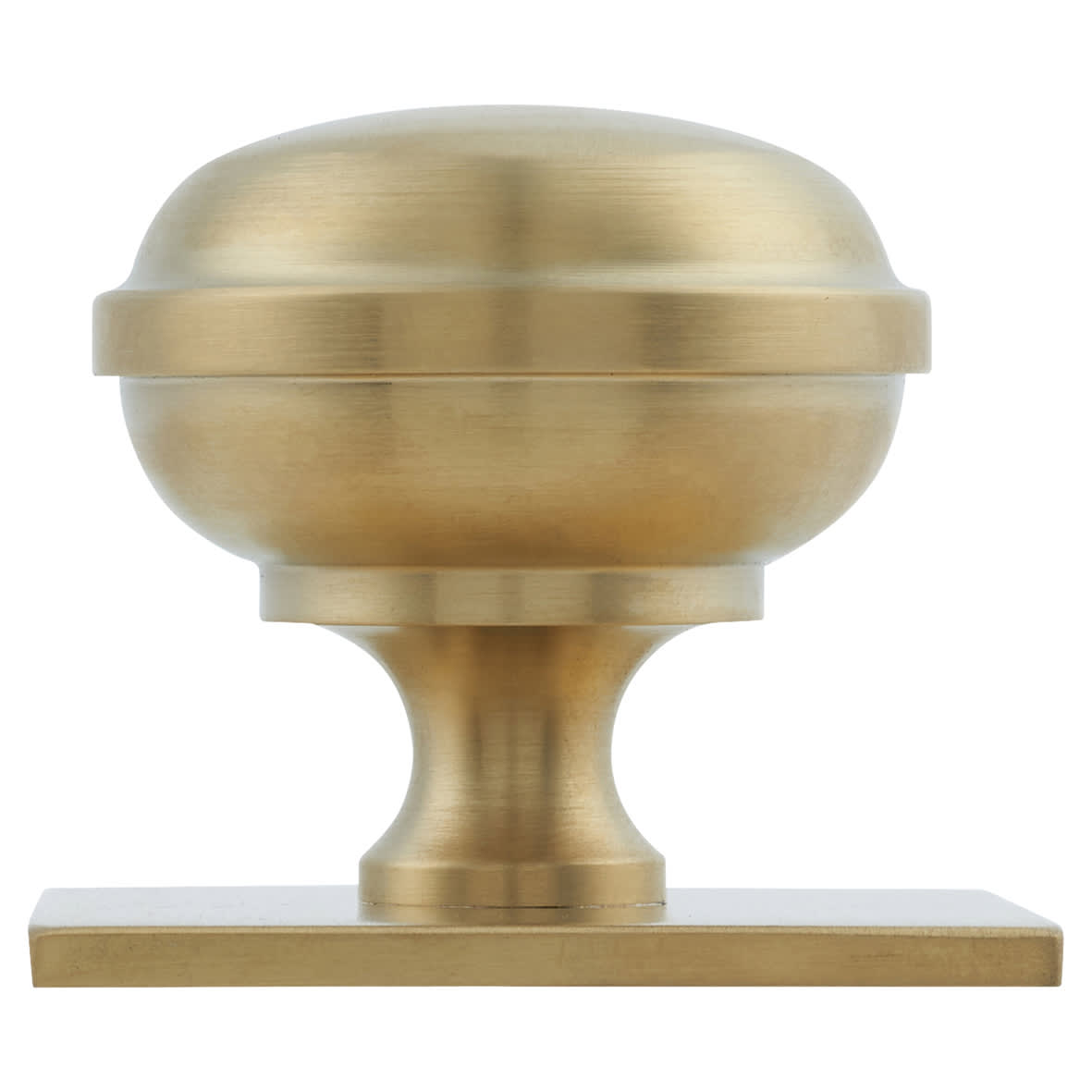 Quantock Cabinet Knob on Square Backplate - 38mm Diameter - PVD Satin Brass - view 2