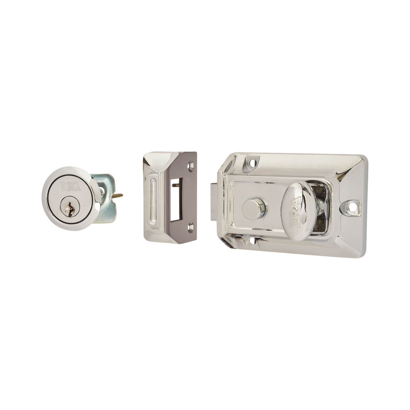 Traditional Nightlatch - 60mm Backset - Polished Chrome Case/Cylinder - view 2