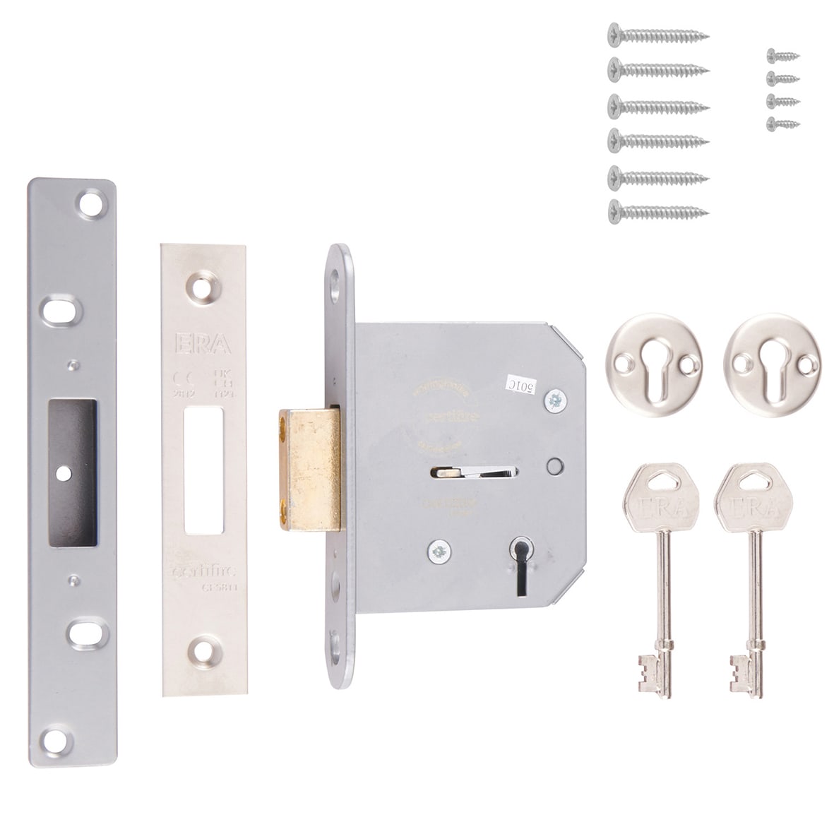 Viscount 5 Lever Deadlock - 76mm Case - 56mm Backset - Satin Chrome - view 3