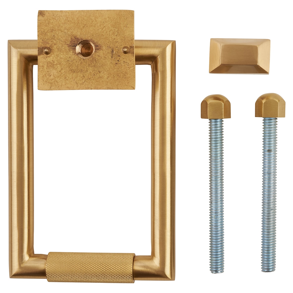 Rectangular Knurled Door Knocker - Satin Brass - 145 x 100mm - view 3