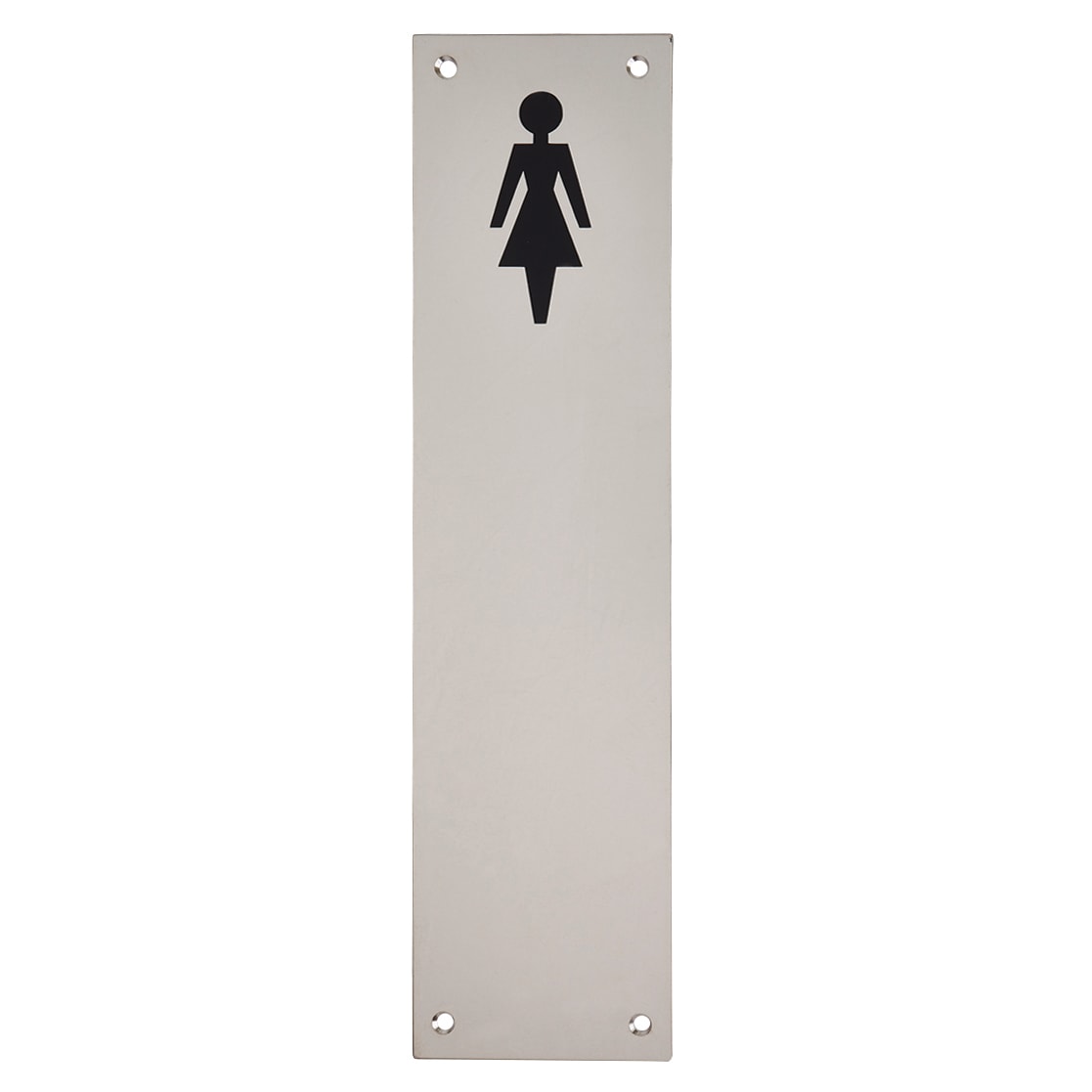 Finger Plate - Ladies Toilet Door Sign - 300 x 75mm - Polished Stainless Steel - view 2