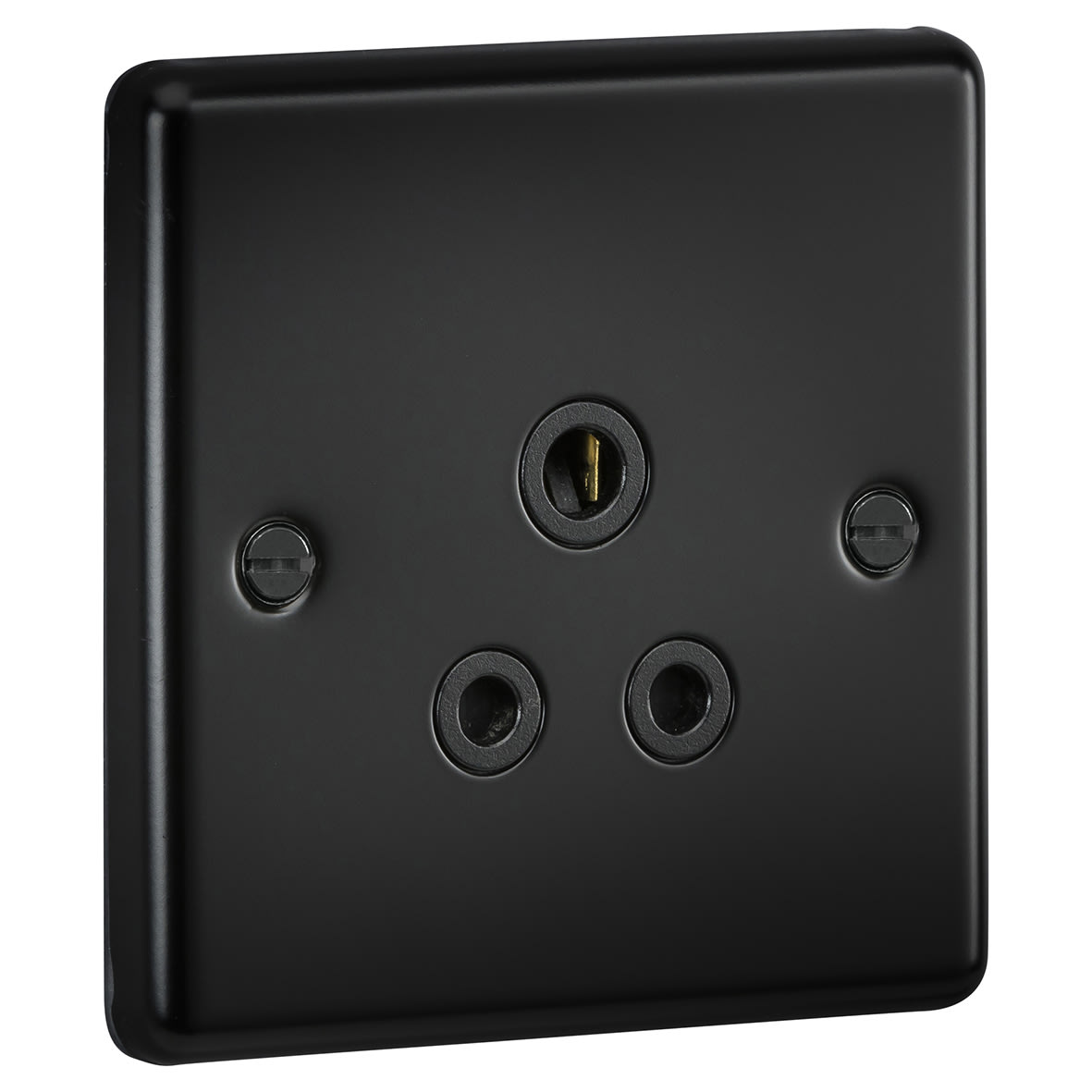 5A Round Edge Unswitched Round Pin Socket - Matt Black - view 2