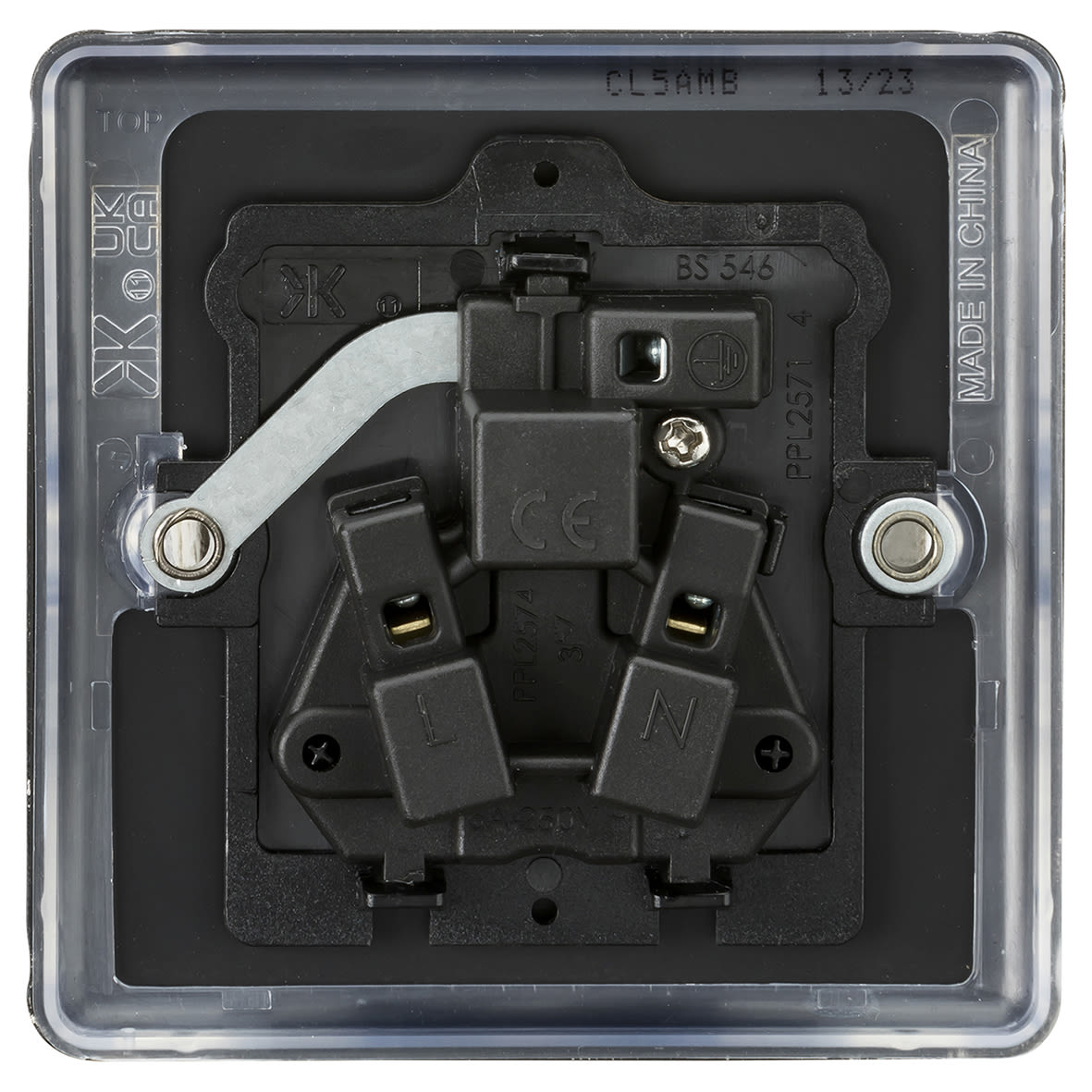 5A Round Edge Unswitched Round Pin Socket - Matt Black - view 4