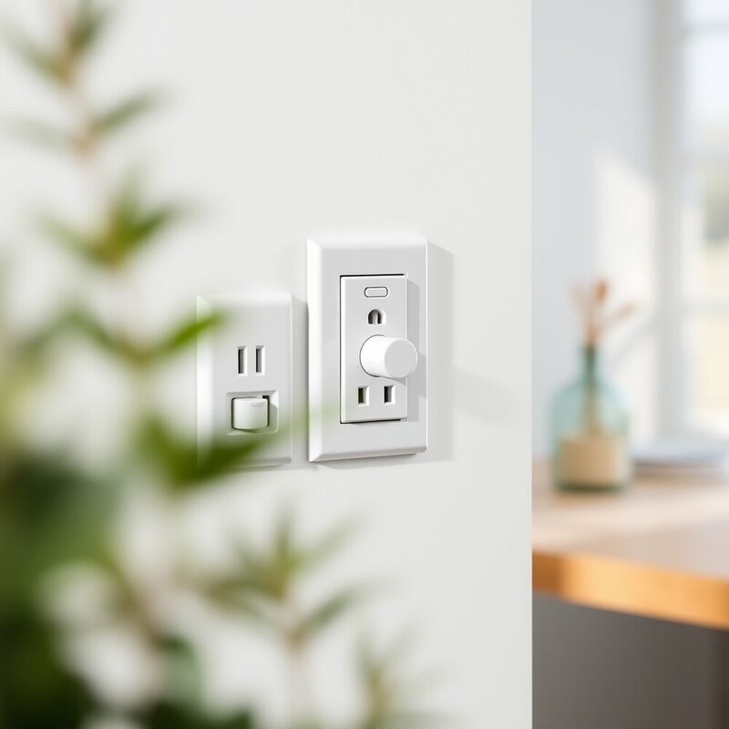 White Plastic Sockets and Switches