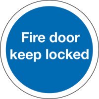 Blue Sign D76mm-Fire door keep locked