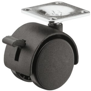 D50mm Twin Castor Swivel with Brake Plastic Bk