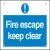Sign 400x300mm-Fire escape keep clear