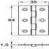 Butt Hinge Sqr 64x35mm Brs SC/Pin SSS - view 2
