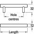 Bartram Bar Handle Steel A.Copper D12mm 160mm Fixing Centres - view 2