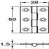 Butt Hinge Sqr 50x28mm Brs PC/Pin SSS - view 2