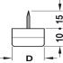 Pin Type Glide D30mm Plastic Wht/Black Rubber - view 2