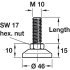 Adj Screw D46mm w Fixed Foot M10x30mm - view 3