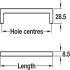 U Pull Handle Zinc Alloy Bru Copper 28.5x128mm Fixing Centres - view 2