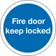 Blue Sign D76mm-Fire door keep locked