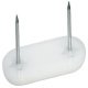 Pin Type Glide 44x18mm w 2 Nails Plastic Wht