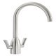 Abode AT2075 Airo Dual Lvr C-Tap Brushed Stainless Steel