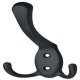 Hat+Coat Hook 75x123x20mm Zinc Alloy M.Black