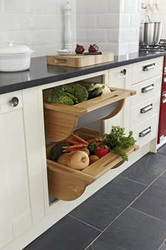 PO Veg Basket Set 600mm Lacq Oak/Steel Steel - view 2