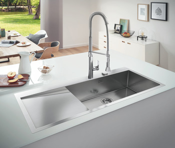 Grohe K1000 1160mm 1.0B Sink/Drain LH Stainless Steel - view 3