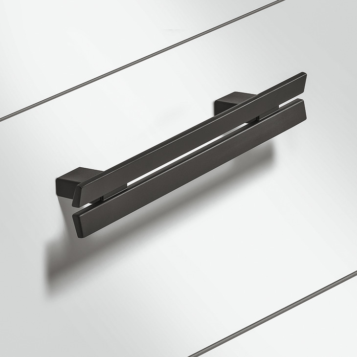 Split Pull Handle Zinc Alloy Matte Black 128mm Fixing Centres - view 2