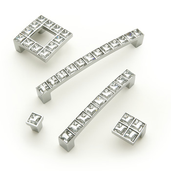 Crystal D Pull Handle Zinc Alloy Polished Chrome 96mm Fixing Centres - view 2