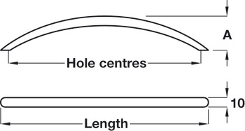 Bow Handle Steel Polished Brs D10x32mm 160mm Fixing Centres - view 2