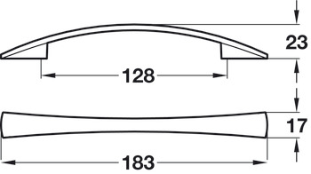 Octavia Bow Handle Zinc Alloy Matte Nickel 128mm Fixing Centres - view 3