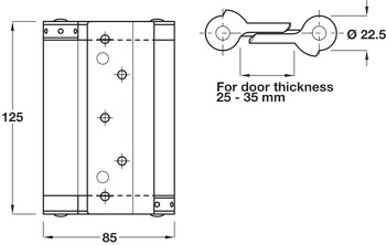 Spring Hinge Dbl Act 125x85mm Steel Silver - view 2