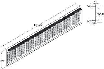 Ventilation Grille Phillips Slot 500x100mm Anodised Silver Fire Rated - view 3