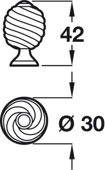 Twister Knob Zinc Alloy Antique Pew D30x42mm - view 2