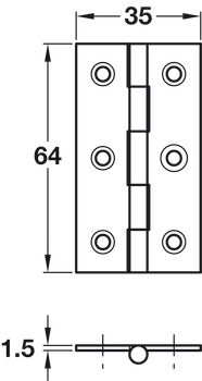 Butt Hinge Sqr 64x35mm Brs Abrz/Pin SSS - view 2
