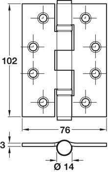 Butt Hinge BB Sqr 102x76mm 201 EB - view 2