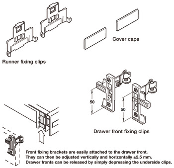 Drawer Moulded Plastic Fixing Component Set