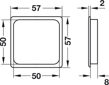 Ventilation Grille Rectangle 57x57mm Plastic Chrome - view 3