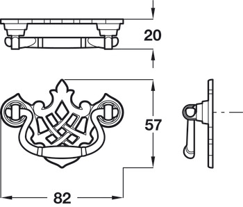 Caxton Drop Handle Zinc Alloy Brz/Bru 82x57x20mm - view 2