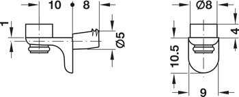 Gls Shelf Support D5mm Plug Zinc Alloy NP - view 2