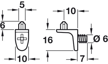 Shelf Support D5mm Plug/Thread Zinc Alloy NP - view 2