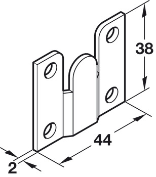 Flush Mount Fitting 44x38x2mm SZP - view 2