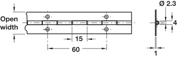 Cont Hinge 1834x25mm 62 Holes Aluminium Self - view 2