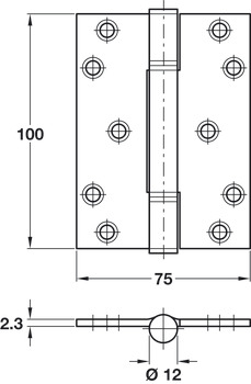 Hi-Load Butt Hinge Sqr 100x75mm Steel Black - view 2